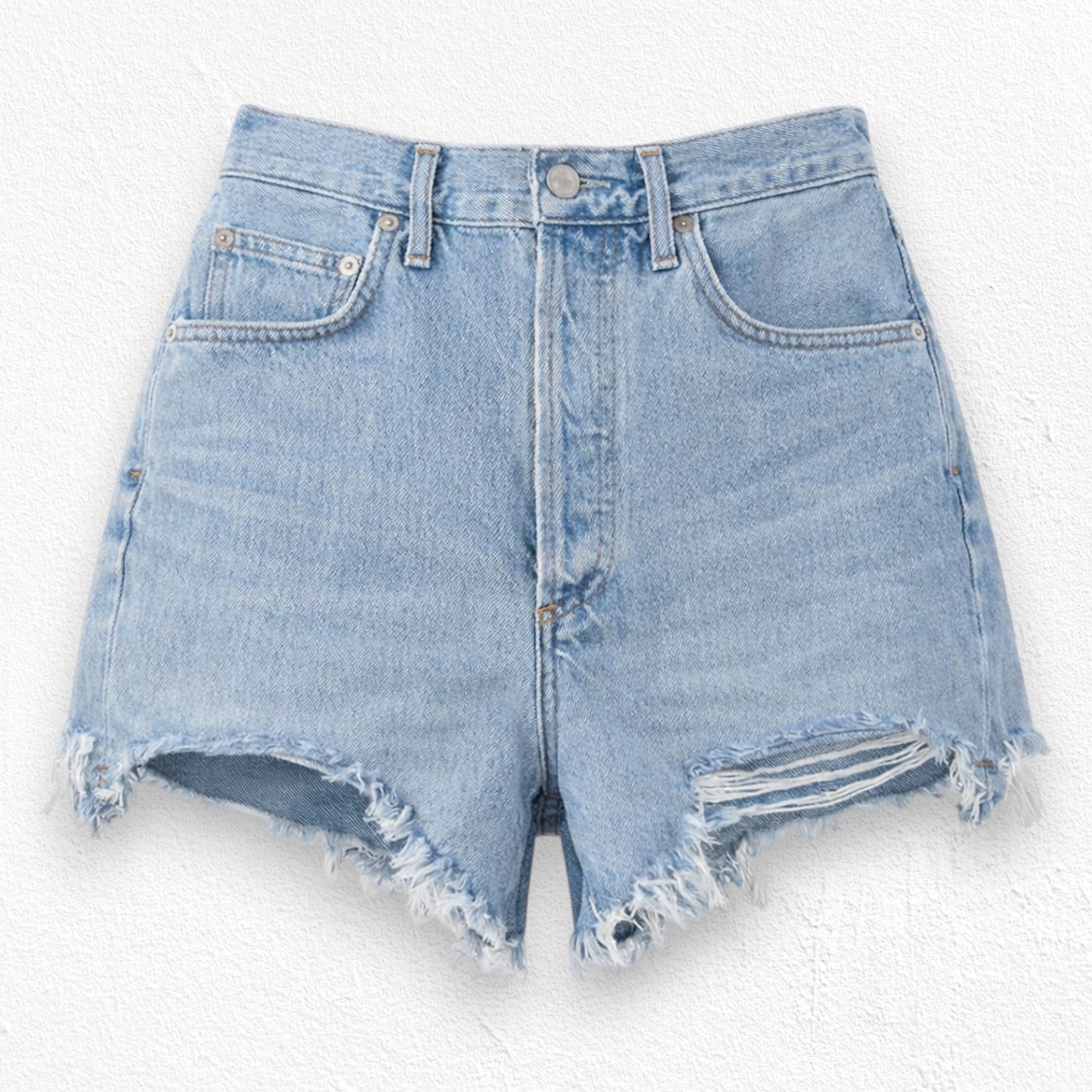 Agolde Parker Cutoff Shorts High Rise Distressed Light Wash Denim Shorts Size 24